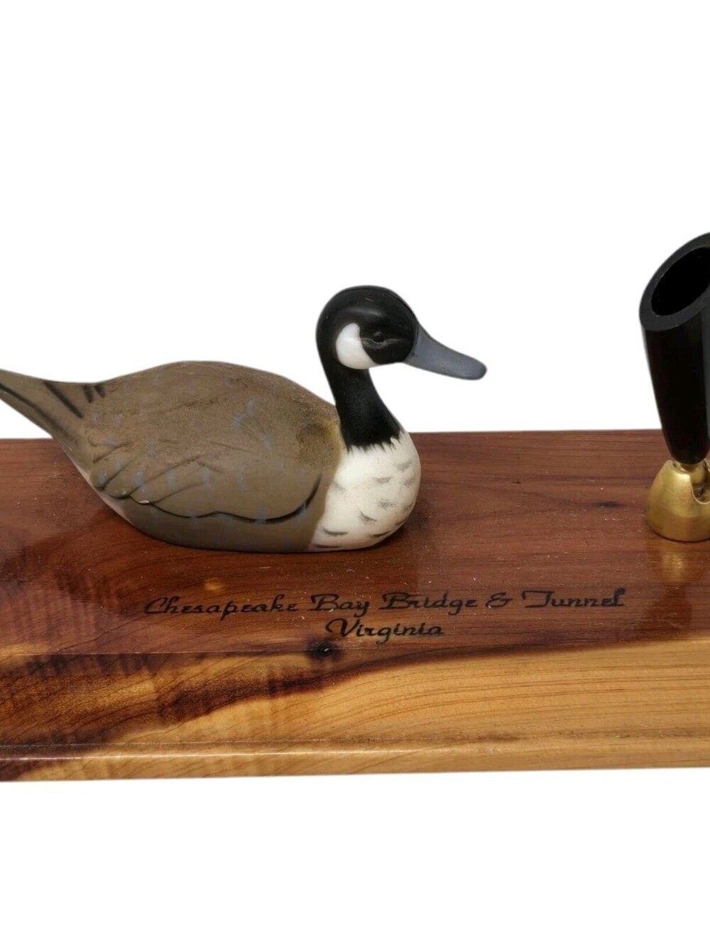 Vintage Chesapeake Bay Duck Pen Holder Wooden Virginia